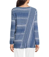 Ali Miles Textured Knit Round Neck Long Sleeve Top