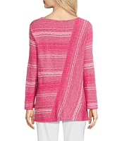 Ali Miles Textured Knit Round Neck Long Sleeve Top