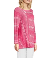 Ali Miles Textured Knit Round Neck Long Sleeve Top