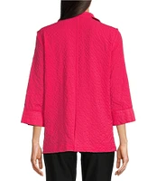 Ali Miles Textured Wire Collar 3/4 Sleeve Button Front Tunic