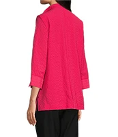 Ali Miles Textured Wire Collar 3/4 Sleeve Button Front Tunic