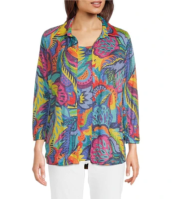 Ali Miles Tropical Multi Print Button Front Tank Set