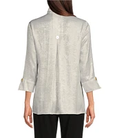 Ali Miles Wire Collar 3/4 Sleeve Button Front Tunic