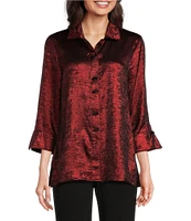 Ali Miles Wire Collar 3/4 Sleeve Button Front Tunic