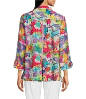 Ali Miles Wire Collar 3/4 Sleeve Woven Blouse