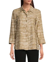 Ali Miles Woven Button Front Point Collar Tunic