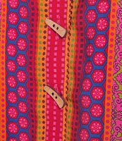 Ali Miles Woven Printed Wire Neck 3/4 Roll-Tab Sleeve Button Front Tunic