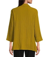 Ali Miles Woven Pucker Collar 3/4 Sleeve Tunic