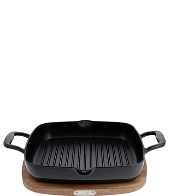 All-Clad Cast Iron 11#double; Square Grill with Wood Trivet