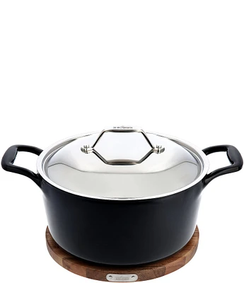 All-Clad Enameled Cast Iron 6-Quart Dutch Oven with Lid and Acacia Wood Trivet