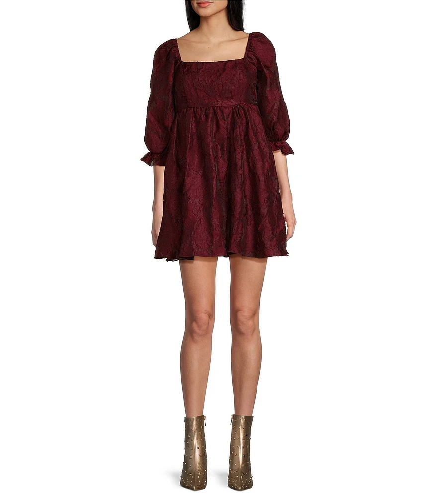 Allison & Kelly 3/4 Sleeve Square Neck Babydoll Dress