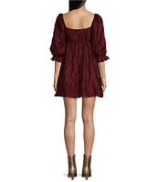 Allison & Kelly 3/4 Sleeve Square Neck Babydoll Dress