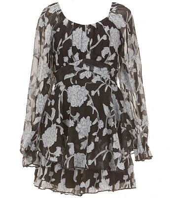 Allison & Kelly Big Girls Blouson-Sleeve Floral Jacquard Chiffon Romper