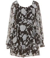 Allison & Kelly Big Girls Blouson-Sleeve Floral Jacquard Chiffon Romper