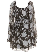 Allison & Kelly Big Girls Blouson-Sleeve Floral Jacquard Chiffon Romper