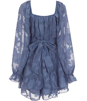Allison & Kelly Big Girls 7-16 Blouson-Sleeve Floral Jacquard Chiffon Romper
