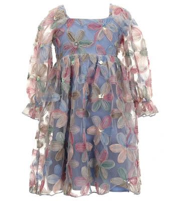 Allison & Kelly Big Girls 7-16 Blouson Sleeve Floral-Soutache Fit & Flare Dress