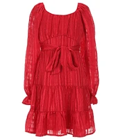 Allison & Kelly Big Girls 7-16 Blouson-Sleeve Lurex-Shadow-Stripe Emma Dress