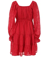 Allison & Kelly Big Girls 7-16 Blouson-Sleeve Lurex-Shadow-Stripe Emma Dress