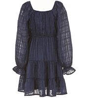 Allison & Kelly Big Girls 7-16 Blouson-Sleeve Lurex-Shadow-Stripe Emma Dress