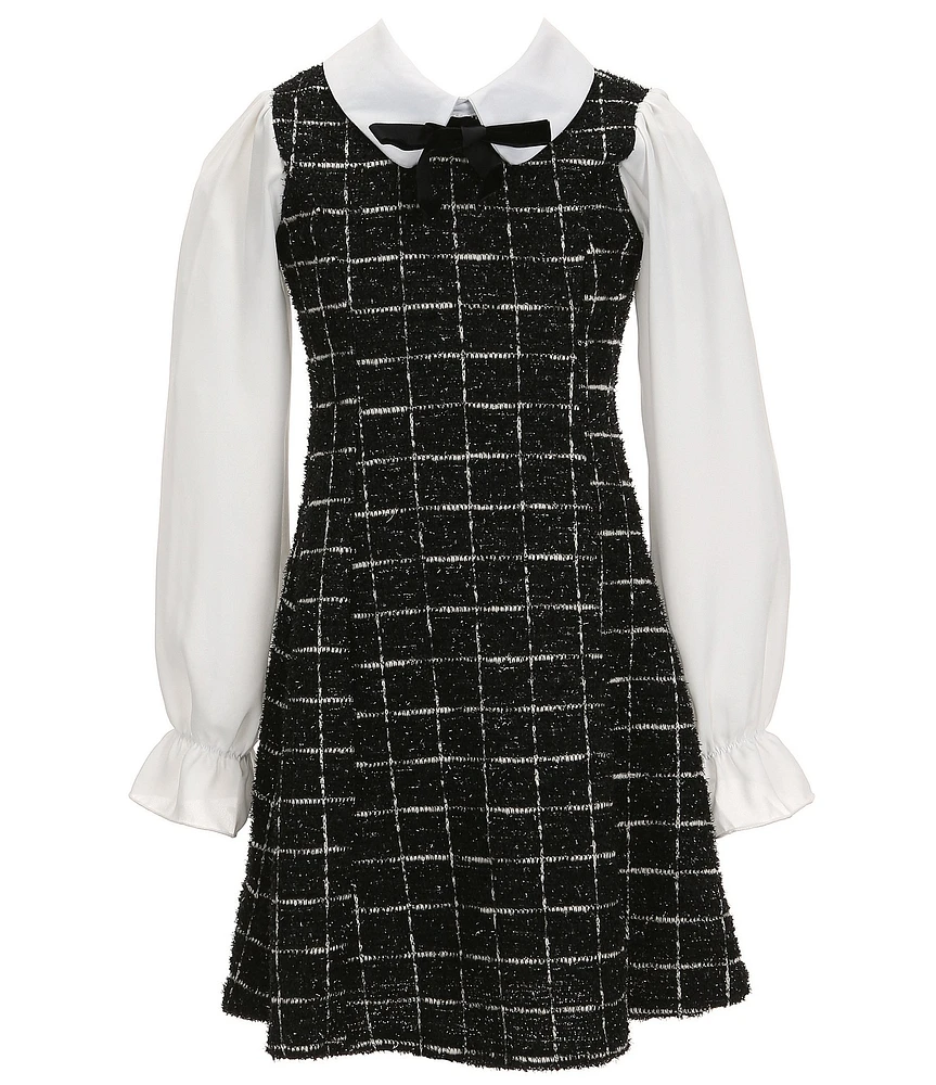 Allison & Kelly Big Girls 7-16 Boucle/Solid Long Sleeve Shift Dress