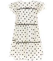 Allison & Kelly Big Girls Chiffon Dot Ruffle Sleeve Dress