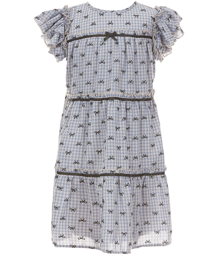 Allison & Kelly Big Girls Flocked Bow Chiffon Ruffle Dress