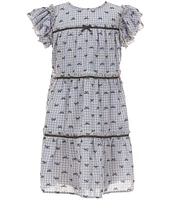 Allison & Kelly Big Girls Flocked Bow Chiffon Ruffle Dress