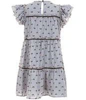Allison & Kelly Big Girls Flocked Bow Chiffon Ruffle Dress