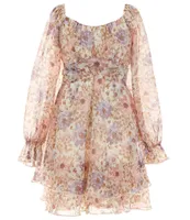 Allison & Kelly Big Girls 7-16 Floral Crepe/Chiffon Cross Front Fit & Flare Dress