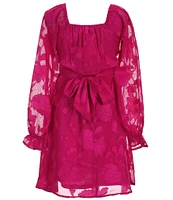 Allison & Kelly Big Girls 7-16 Long-Sleeve Floral-Burnout Fit-And-Flare Dress