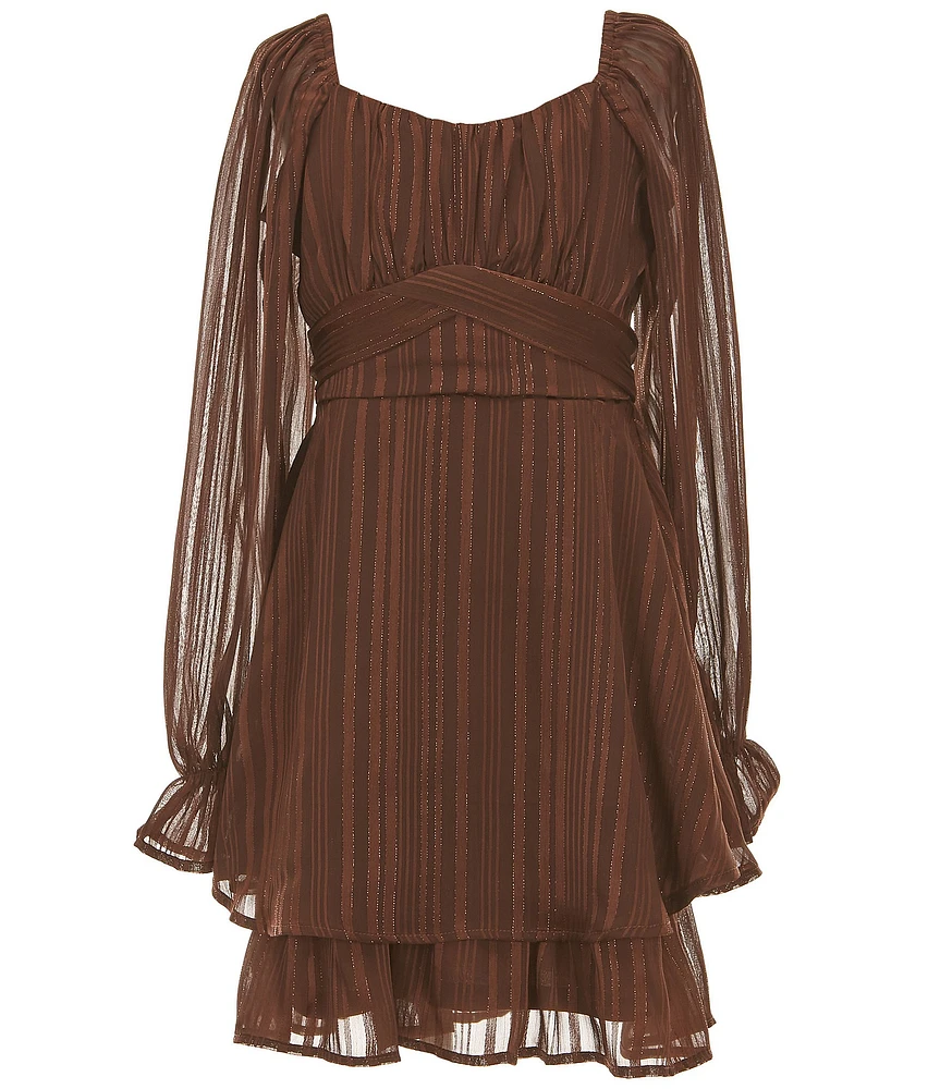 Allison & Kelly Big Girls Lurex Shadow Stripe Dress