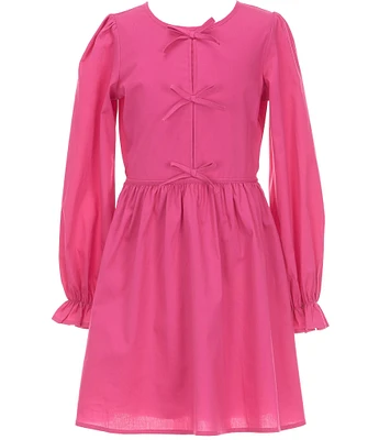 Allison & Kelly Big Girls Poplin Bow Front Long Sleeve Dress