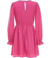 Allison & Kelly Big Girls Poplin Bow Front Long Sleeve Dress