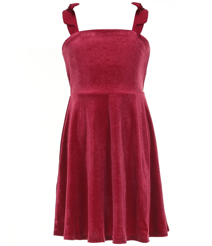 Allison & Kelly Big Girls 7-16 Shoulder Tie Velvet Glitter Dress