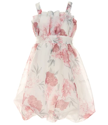 Allison & Kelly Big Girls 7-16 Sleeveless Floral-Print Bubble-Hem Organza Fit & Flare Dress