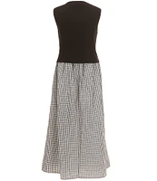 Allison & Kelly Big Girls Sleeveless Knit Bow Vest & Gingham Dress Set