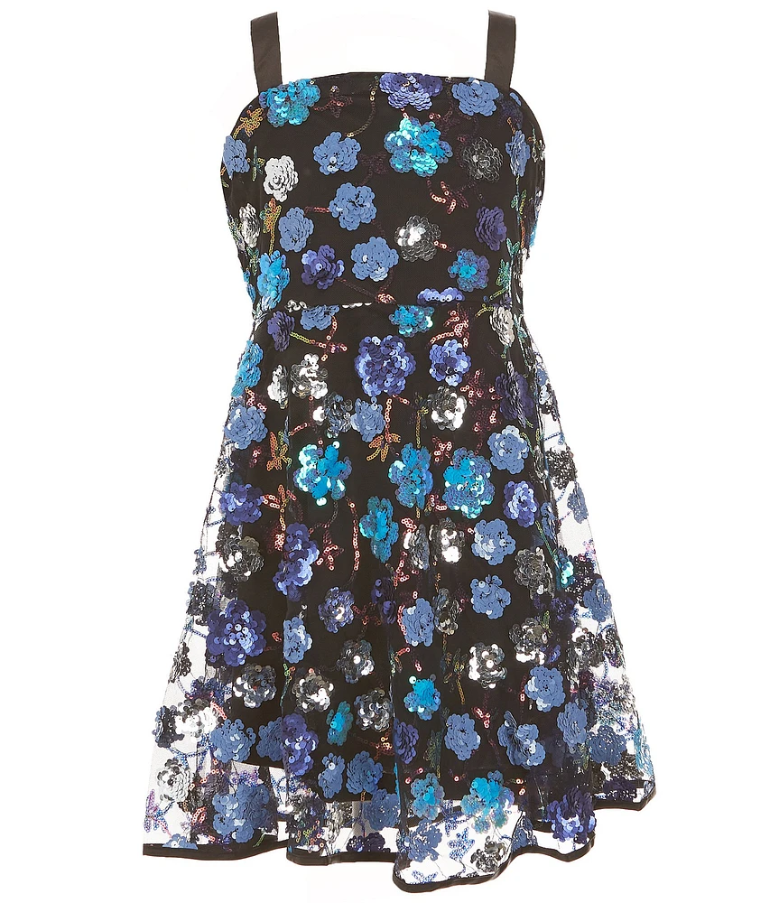 Allison & Kelly Big Girls 7-16 Sleeveless Sequin-Embellished Floral Fit & Flare Dress