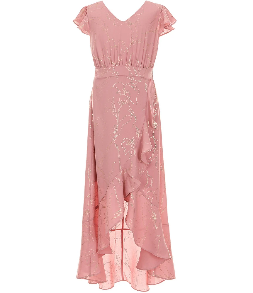 Allison & Kelly Big Girls Cap Sleeve High-Low Wrap Dress