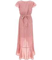 Allison & Kelly Big Girls Cap Sleeve High-Low Wrap Dress