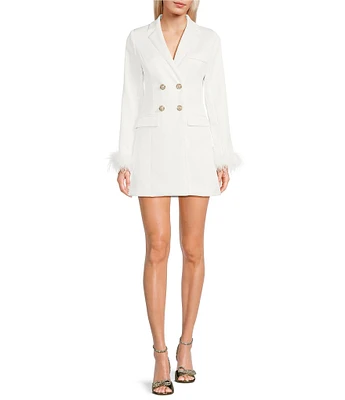 Allison & Kelly Feather Cuff Notched Collar Button Front Jacket Dress