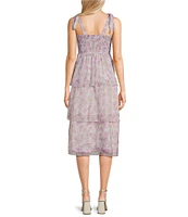 Allison & Kelly Floral Print Tie Shoulder Tiered Dress