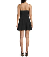 Allison & Kelly Lace Trim Tie Front Detail Drop Waist Dress