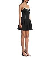 Allison & Kelly Lace Trim Tie Front Detail Drop Waist Dress