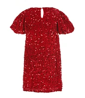 Allison & Kelly Little Girls 2T-6X Puffed Sleeve Sequin-Embellished Mesh Shift Dress