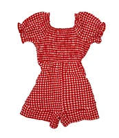 Allison & Kelly Little Girls 4-6X Gingham Print Short Sleeve Belted Romper