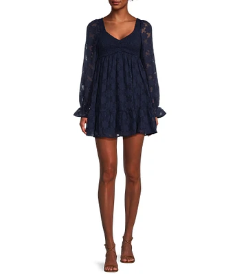 Allison & Kelly Long Sleeve Jacquard Smock Dress