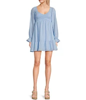 Allison & Kelly Long Sleeve Smocked Babydoll Dress