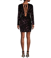 Allison & Kelly Long Sleeve Tie Back Multi Sequin Dress