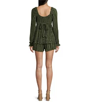 Allison & Kelly Long Sleeve Twist Plisse Tier Romper